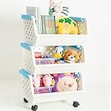 Kids 'トイボックスチェストストレージオーガナイザーwith Wheels移動できEverywhere Large 3バスケットナチュラル/ Primary (プライマリコレクション) ホワイト 