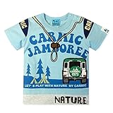 (ブルー/90cm)ベビー服 男の子 Tシャツ 半袖 重ね着風 襟リブ スナップボタン ワッペン ロゴプリント 男児 ベビー