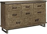 Ashley dondie b663 – 31 68 " 8-drawer Dresser with Distressed詳細メタル脚と木製引き出しGlidesで暖かい