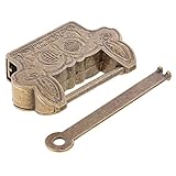 Fenteer 中国風　ビンテージ　南京錠　キー付き　ロック　ジュエリーボックス　盗難対策　　