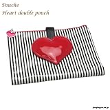 ポーチェ母子手帳ケース　ハートＷポーチ/Мサイズ：RED