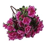Yammy 2房偽のツツジ造花は、紫色の結婚式の家の装飾を花束