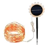 Jhua LED String Lights Cooper Wire Flexible Fairy Lights Solar Powered Waterproof Starry String Ligh