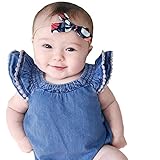 Domybestベビー ロンパース 女の子 ベビー服 可愛い 赤ちゃん ボディスーツ カバーオール 連体服 ジャンプスーツ カジュアル 夏 デニム 新生児 赤ちゃん 出産祝い 普段着 撮影 誕生日 (