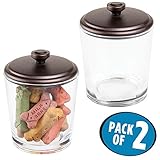 mDesignペットストレージオーガナイザー容器for Food、Treats、アクセサリ – 2パック、クリア/ブロンズ