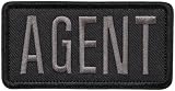 ワッペン AGENT（エージェント・調査官・スパイ） マジックテープ（ベルクロ・面ファスナー）着脱 刺繍パッチ 黒