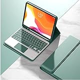 タッチパッド付き 2021年型 Fire HD 10 Plus/HD 10 第11世代 用の キーボードケース 可愛い カラーキー 人気 Fire HD 10 プラス 10.1インチ タブレットカバー キーボード付き レザー 分離式 Bluetoothキーボード… (Fire HD 10 Plus/HD 10（2021）, 深緑)