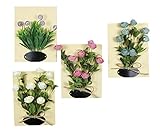 C-Princess 造花 フラワー フェイクグリーン ウォールグリーン 壁掛け 壁飾り 人工観葉植物 壁面緑化 雑貨 立体 装飾 インテリア 結婚式 イベント イエロー*4個セット