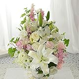 BunBunBee 旬のおまかせアレンジ「ホワイト＆ピンク～リリー～L」