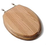 快適Seats c1b1e-17br Designerソリッド木製Toilet Seat with PVD真鍮蝶番、Elongated、オーク