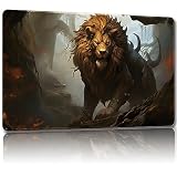 Malqiqi プレイマット MTG用 無料収納バッグ付き ゲームマット 24 x 14インチ TCG カード用ボードゲームマット マウスパッド デスクマット (ライオン5-レギュラー)