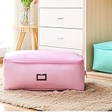 HUZVLS ふとん収納ケース 収納袋 衣類袋 整理 片づけ 引越し 衣替え 丈夫な 羽毛布団 収納ケース 大容量 (60*40*25CM, ピンク)