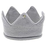 【macaroni（マカロニ）】ベビー用ニットの王冠　誕生日、記念日、ベビーアートに (3 グレー)