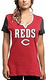 Ladies Cincinnati Reds Time to Shine NotchedスクープネックRhineスタッド半袖Tシャツ レッド