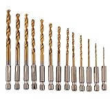 Tiptiper 13個の六角シャンク高速スチールクイックチェンジチタンコバルトドリルビットセットツールマルチビット1.5ミリメートル6.5ミリメートルカウンターシンク