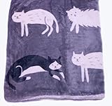 ひざ掛け ハーフケット ひざかけ 裏ボア ブランケット 肩掛け　ウオームケット　ショルダーケット　ベビーカー　暖か掛け物　オムツ替えシート　内祝い　出産祝い　ギフト　ベビー (グレー地にネコ)