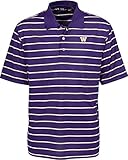 NCAA Washington Huskiesメンズストライプ半袖ポロ、グレープ/ホワイト、スモール