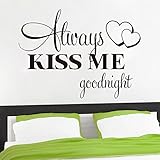 AmaonmR Removable Vinyl Black Quotes Saying Dr Seuss Always Kiss Me Goodnight & Heart-shaped Wall St