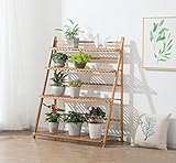 フラワースタンド 植物のフラワースタンドラックシェルフ3-4層バンブー折りたたみ式ポットラックプランターオーガナイザーディスプレイシェルフ Flower racks (色 : 4 layers 50c