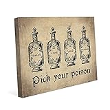 Pick Your Poison – ブラウン – Distressed Macabreビンテージビクトリア朝線図面エッチングの4 BottlesツガArsenic Cyanide Strychnin