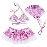 女の子 子供　みずぎ 可愛い　ドット柄　蝶結び　ビキニ 水着 セパレートかわいい キュート スイミングウェア (2-3歳(ラベル NO.92/98), ピンク)