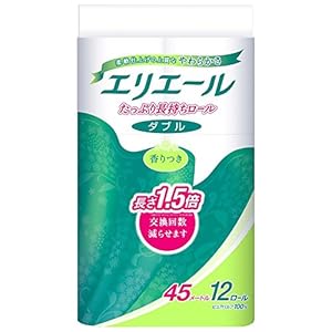 エリエール トイレットペーパー 1.5倍巻き 45m ダブル 12ロール パルプ100% リラックス感のある香り