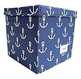 Minene Storage Box Cube with Lid (Blue Anchors) by Minene