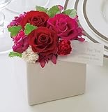 JewelzGift（ジュエルズギフト） プリザーブドフラワー 陶器ケース入り ギフト アレンジ 「ずっと綺麗なお花」 【全3色】 レッド