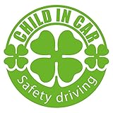 imoninn CHILD in car ステッカー　【パッケージ版】　No.18　クローバー　（黄緑色）