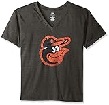 MLB Baltimore Orioles女性用チーム半袖VネックTシャツロゴ、2 x、チャコール/ヘザー