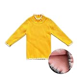 プリーツ襟 無地セーター Tシャツ 長袖 ニットウェア 秋冬春 ベビー 子供服 女の子 イエロー 80cm