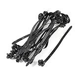 uxcell ケーブルタイ ワイヤー 取り付け ナイロン カードーム プッシュ 194mmx7mm ブラック 20個