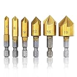 E.Durable 面取りカッター バリ取り ドリルビットセット 面取りビット ツールキット 六角軸 5枚刃 ドリルビット 電動ドリルセット 6本セット
