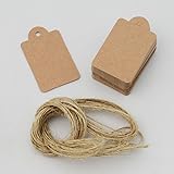 クラフトタグ 麻 紐付き 30mm x 50mm 50枚セット 紐5m