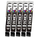 ICBK50 互換インク5本セット(ICBK50ブラック*5) 大容量 残量表示機能付 ICチップ対応（安心2年パック/注文後1日以内に配送） 対応機種EP-301 EP-302 EP-4004 EP-702A EP-703A EP-704A EP-705A EP-774A EP-801A EP-802Aなど