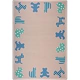 Joy Carpets Kid Essentials Infants & Toddlers Frisky Friends Rug Blue 5'4 x 7'8 [並行輸入品]