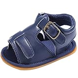 (カエルフロッグ)ボーイベビー　男児 赤ちゃん 夏 涼しい　シューズ 柔らか　マジックテープ　付け 男の子のサンダル ソフト底の靴 ダークブルー 6-12ヶ月に対応 夏