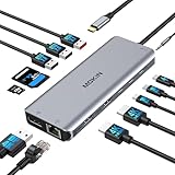 USB C ノートパソコン ドッキングステーション デュアルモニター デュアル HDMI 4k DP トリプルディスプレイハブ 10G 13イン1 MOKiN USB Cハブ 3モニター付き ディスプレイポート USB3.1 RJ45 100W PD、カードリーダー オーディオ/マイク Dell HP Lenovo用
