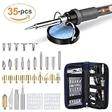 Holife ウッドバーニングセット はんだごてセット 35セット 220℃～480℃温度調整 焼き絵セット 木彫りキット 木製クラフトツール DIY作業工具 彫刻 型押し 美術工芸品 趣味 日本語説