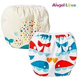 Baby Swim Diapers, ANGEL LOVE Baby 2PCS Pack Cloth Swimming Diaper, Potty Training Pants, Reusable W