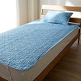 [ベルメゾン] 敷きパッド フレンチ リネン ウォッシュ キルト ベッドパッド・敷きパッド アッシュブルー シングル