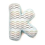 One Grace Place Puppy Pal Boy Letter Pillow K, Powder Blue, Sage Green, Chocolate Brown, Orange, Whi