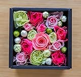 花 ギフト フラワーボックス クリスマス アレンジメント プレゼント サプライズ お祝い 誕生日 記念日　ブラックボックス　　 (ライム×ピンク)BB-LP2