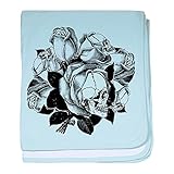 CafePress – Skull Roses – スーパーソフトベビー毛布、新生児おくるみ ブルー 083215770925CD2