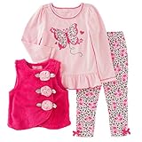 Kids本社Infant Girls 3 pcピンクシャツフリースベスト&レギンス24か月 カラー: ピンク
