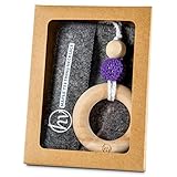 Wood Teething Ring Necklace - Safe Natural Teether for Babies - For Mom to Wear While Nursing Babywe