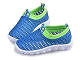 M.Z.L　キッズ 夏 メッシュ シューズ 通気性 速乾 軽量 スリッポン プール 海 水遊び 泥んこ へっちゃら 男児 女児 かわいい 子供 靴 マリンシューズ (内寸 17.5cm, ブルー)