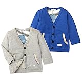 ベビー服 男の子 カーディガン 長袖 裏毛 マリンテイスト 無地 ボーダー柄 ワッペン 男児 ベビー (1.グレー/95cm)