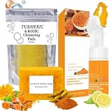 4 点セット ターメリック クレンジング ターメリック洗顔パッド 20 枚＋ターメリック洗顔ムース 100ml＋ターメリックソープ 100g 顔の洗浄ケア 洗顔料 男女兼用