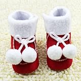 （セ・ミニョン）C'est mignon　ベビーシューズ　ファーストシューズ　ブーツ　マジックテープ　ボンボン　レッド (13cm)